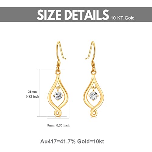 Sisgem 10K Solid Gold Infinity Drop Earrings For Women,Yellow Gold Moissanite Infinite Love Dangles Earrings Christmas Birthday Gifts For Wife Daughter Girlfriend #TOP5