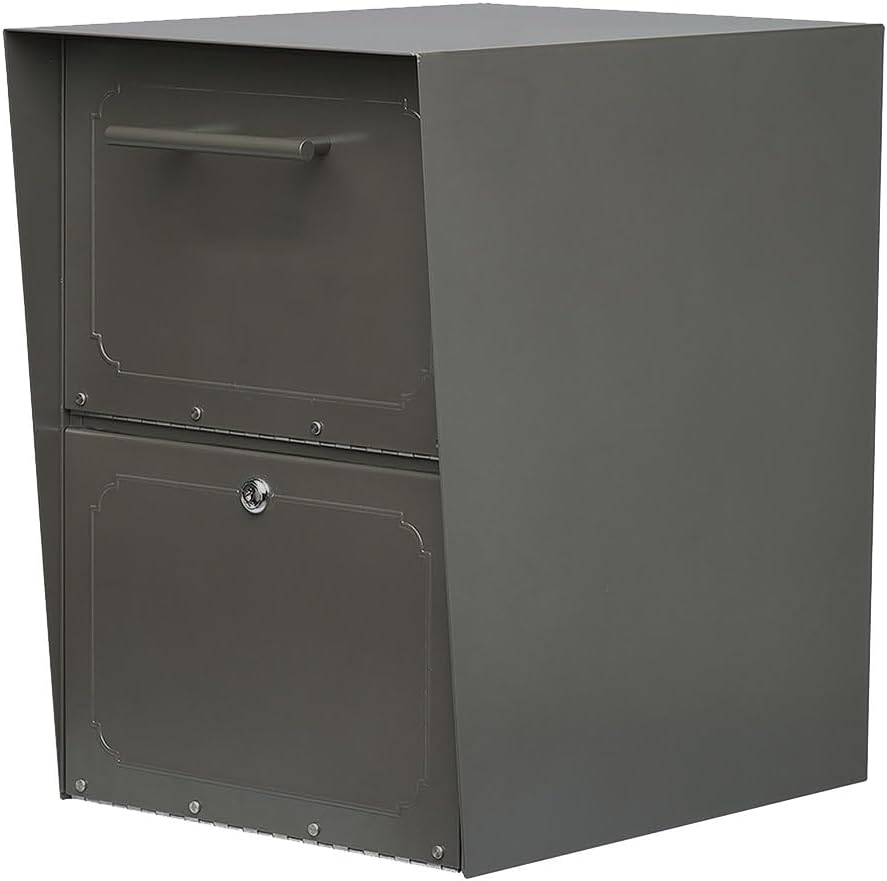 - Oasis® Drop Box Secure, Locking Heavy Duty, Steel Metal Package Box for outside, Graphite Bronze XL Extra Large with Magnetic Waterproof Door
