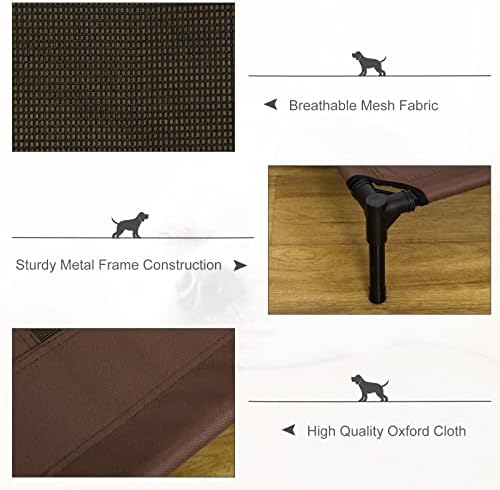 PawHut Large Elevated Dog Cat Sleep Bed Portable Camping Basket Raised Outdoor Indoor Mesh Pet Cot Metal Frame