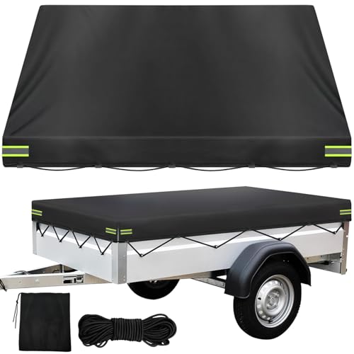 LINSOCLE Bâche de Remorque - 214 x 122 x 13 cm | Tissu Oxford 420D Imperméable, Coupe-Vent, Protection Solaire, Indéchirable | Compatible avec Remorques de Plupart des Remorques de Voiture