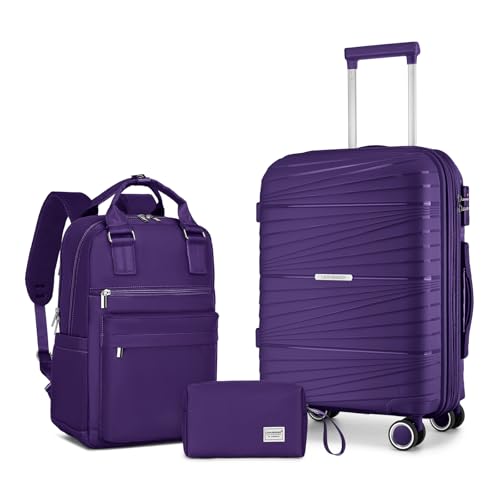 Image of LARVENDER Carry On Luggage 22x14x9 Airline Approved, Suitcases with Wheels