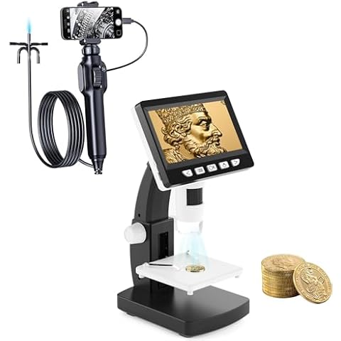 Aopick Two-Way 360° Articulating Borescope, 1080P Inspection Camera and Coin Microscope Cover