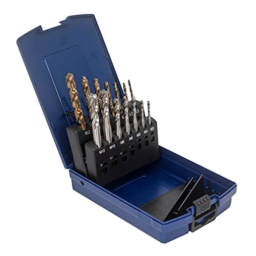 WSH-TOOLS Maschinengewindebohrer Set Sackloch M3, M4, M5, M6, M8, M10, M12 HSSE-Co5 Kunststoffbox 14-teilig Blank Cover