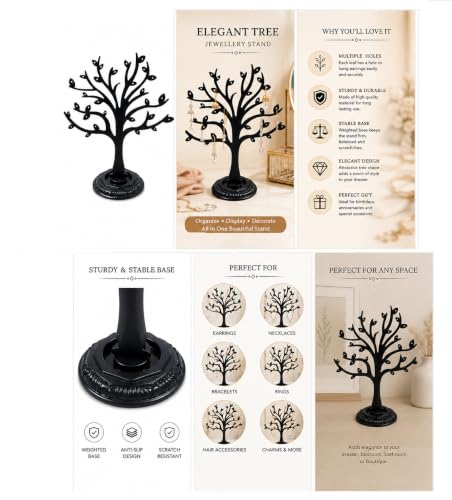 Image of morel JEWEL TREE PLASTIC EARRING ORGANIZERS WITH 29 HOLES FOR STUDS, HANGING EARRINGS, SHOWROOM, EXHIBITION, ROOM DECORATION DISPLAY STAND |PACK OF 2|