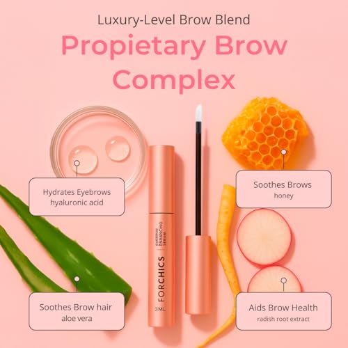 Eyebrow Growth Serum by ForChics - Natural Brow Thickening Treatment with Peptides and Biotin- Hormone-Free, Vegan and Cruelty-Free- Fuller Brows in 2 Weeks- 0.10oz/3ml
