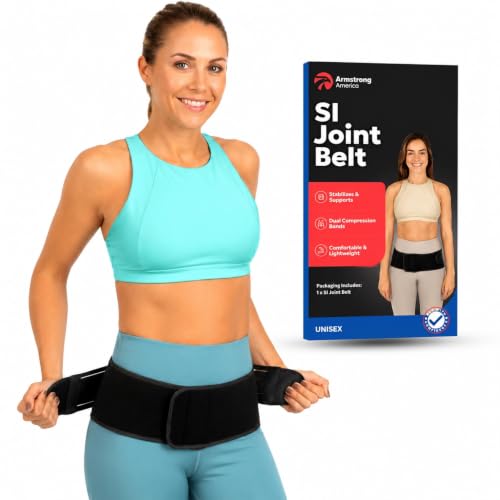 ARMSTRONG AMERICA SI Belt Sacroiliac Belt for Women and Men - SI Joint Belt, Sciatica Brace and Trochanteric Belt - Hip Support Brace for Pelvic Stability and Lower Back Support (Regular 30'-43')