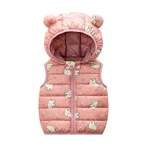 Chaleco Acolchado para Bebita Mud Kingdom Dibujos Animados Elefante Estrella con Capucha Cremallera Orejas Rosa Cover