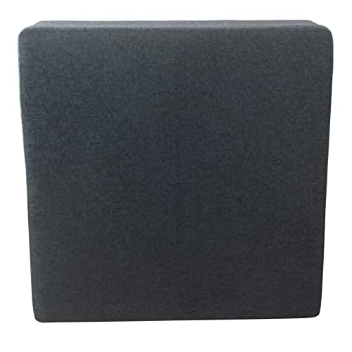 HomePop Square Storage Ottoman with Wood Legs, Textured Navy by HomePop - Image 4