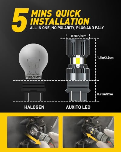 Image of AUXITO CANBUS 3156 3157 LED Bulbs White 4000LM Super Bright 3056 3457 4057 4157 with Built-in Resistor for Reverse Backup Parking Daytime Running Turn Signal Lights, Pack of 2