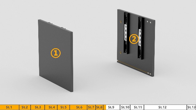 Diagram showing all parts and accessories for nightstand assembly