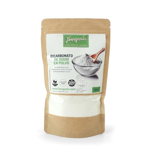 FOORGANIC Bicarbonato de Sodio en Polvo Foorganic 300g | Aditivos | Producido en España | Versátil para Uso Culinario y Limpieza