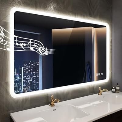 STARLEAD 40"x28" LED-Bathroom-Mirror-with-Lights, Wall-Mounted with Bluetooth Speaker, Anti-Fog, 3 Color Temperature, Dimmable Brightness, Waterproof, Tempered Glass, Frontlit & Backlit