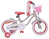 Amigo Superstar - Kinderfahrrad für Mädchen - 14 zoll - mit Handbremse, Rücktritt, Korb und Stützräder - ab 3-4 Jahre - Beige