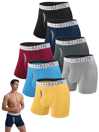 IGOLUMON Bamboo Boxers Mens Breathable with Crotch Opening Mens Boxers Shorts Multipack 7 Pack Anti Chafing Soft Underwear Trunks Moisture Wicking