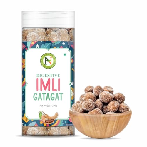 NatureVit Imli Gatagat Candy 200g – Sweet & Sour Tamarind Churan Goli | Khatti-Meethi Mouth Freshener & Digestive Treat | Vegetarian