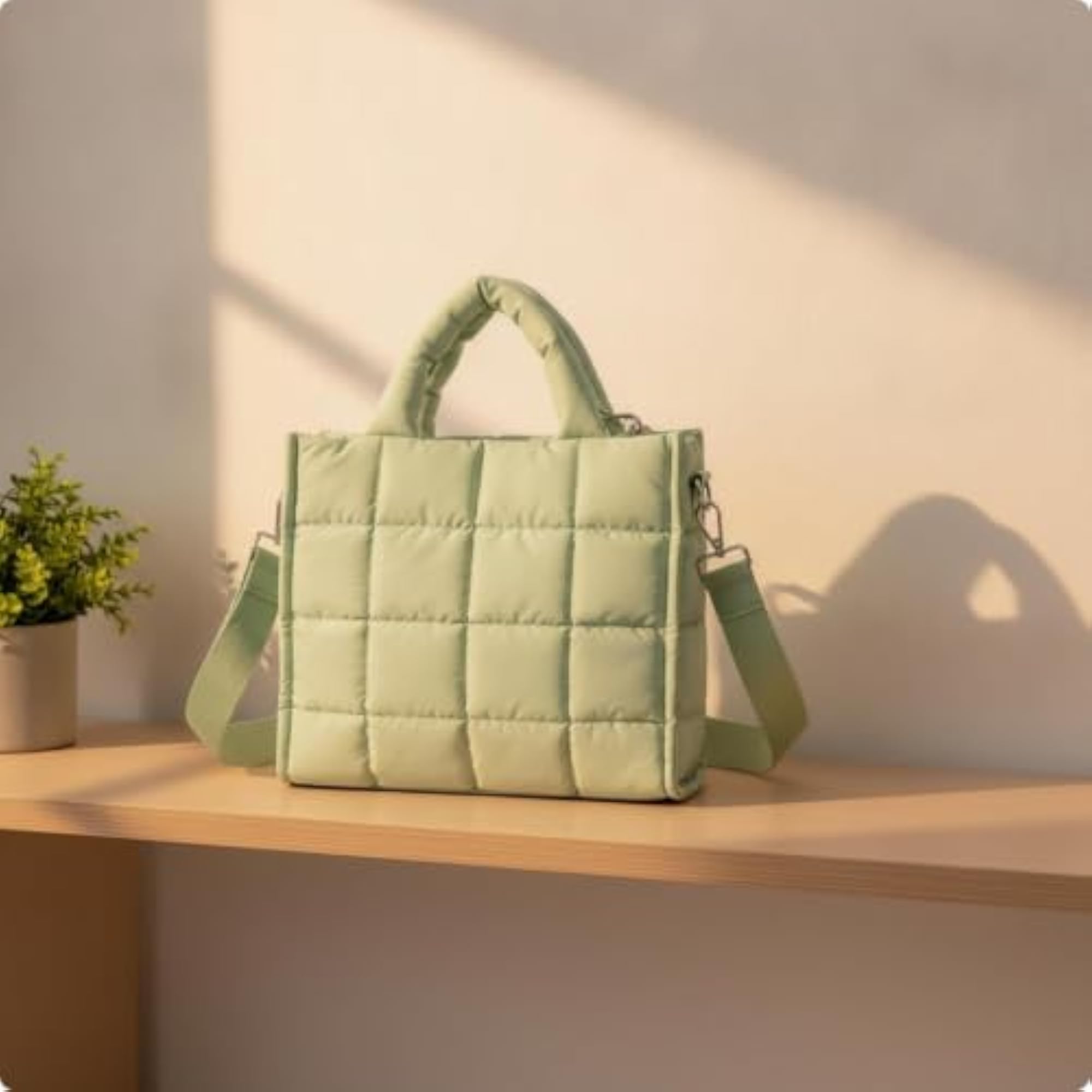 Puffer Tote Bag Waterproof Quilted Tote Bag for Journeyers