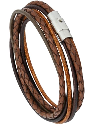 Simaru Armband echtes Leder mit Edelstahl Magnetverschluss Unisex Lederarmband Made in EU Wickelarmband für Damen & Herren hautfreundlich