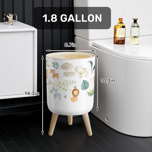 Caneca de basura redonda 7L con tapa y patas miniatura 2