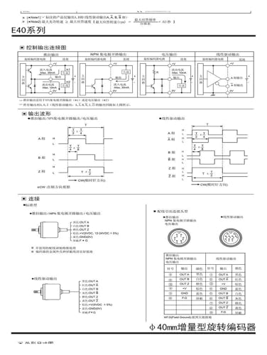Encodeur rotatif E40S6 haute résolution 1000 pr avec sortie totem pole 12-24VDC stable