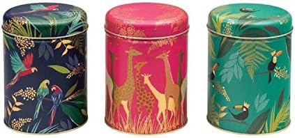 Sara Miller Set of 3 Round Storage Caddies - Parrot, Giraffe and Toucan
