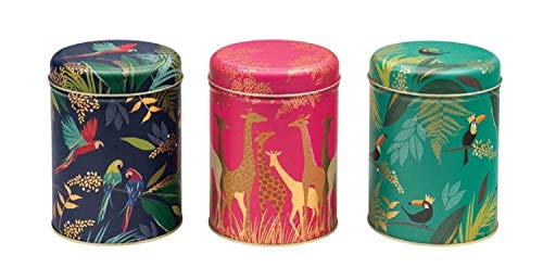 Sara Miller Set of 3 Round Storage Caddies - Parrot, Giraffe and Toucan