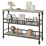 GarveeHome Mesa Consola Estrecha 43" - 3 Niveles con estantes - Mesa Auxiliar para recibidor, Pasillo o Dormitorio - Diseño rústico Moderno - Ideal detrás del sofá o Entrada - Color Gris