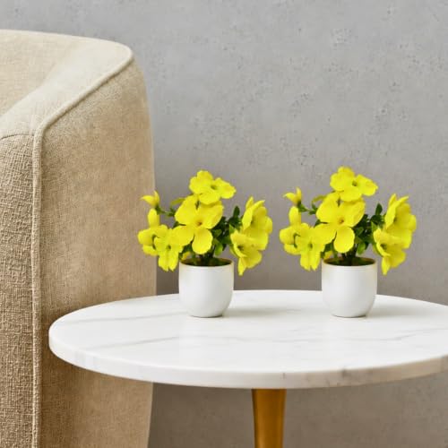 Image of fancymart Artificial Real Touch Flower Plant with Pot (Pack of 2), 16 cm Height, Decorative Faux Floral Plant for Home, Office, Living Room, Bedroom, Table & Shelf Decor