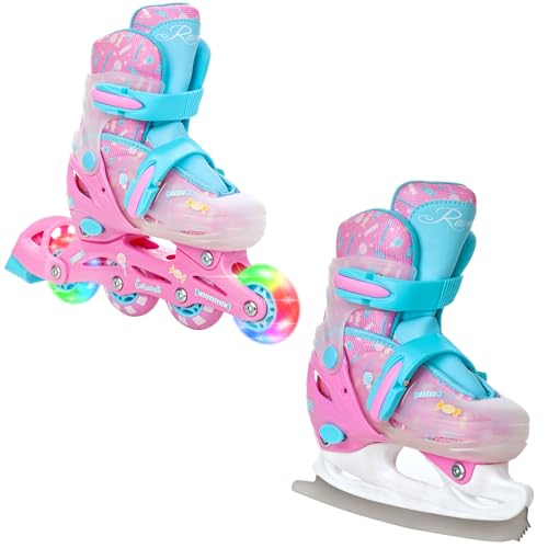 RAVEN 2in1 Schlittschuhe Inline Skates Inliner für Kinder Mädchen verstellbar (Caramell, 26-29...