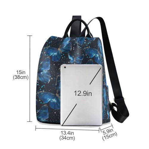 Image of ALAZA Blue Butterflies Backpack Purse for Women Anti Theft Fashion Back Pack Shoulder Bag