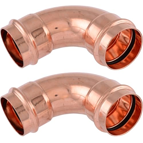 Image of SharkBite 2 x 2 Inch 90 Degree Elbow, Copper Press Plumbing Fitting, Pack of 2, UPR0254X2