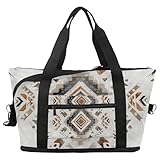 Bolsa de viaje con diseño étnico vintage bohemio, expandible, para fin de semana, impermeable, para deporte, gimnasio, hospital, Multicolor 9, Talla única, Bolsa de viaje