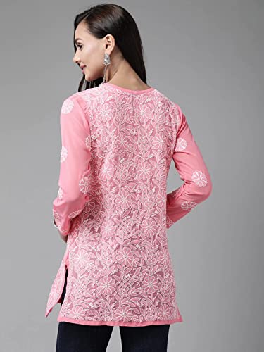 Ada Indian Hand Embroidered Traditional Chikankari Georgette Top Tunic Shirt Kurti for Women A911230