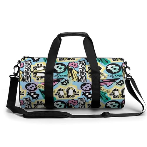Sac de sport gym style griffonné avec grand compartiment de voyage et camping 45cm