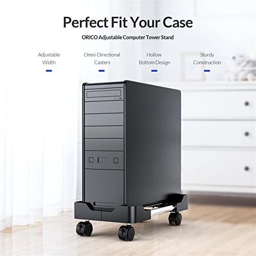Support de tour d'ordinateur mobile réglable CPU avec 4 roues pour sous bureau - 6