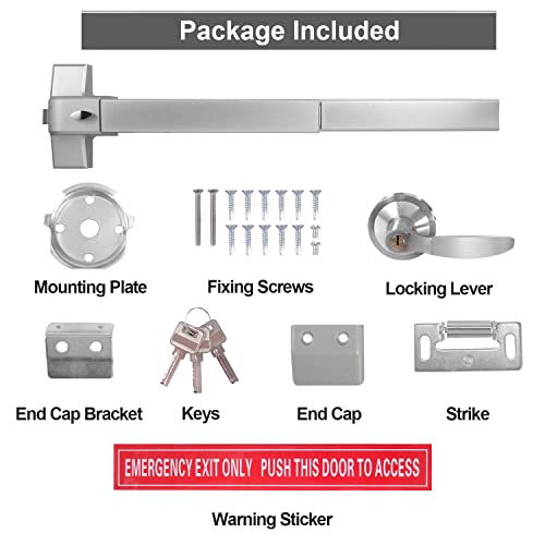 A Bst Push Bar Door Lock Panic Exit Device With Exterior Lever,Stainless Steel Panic Bar For Exit Doors Commercial Emergency Panic Push Bar Hardware For 28”-36” Metal Wood Exit Door #TOP5