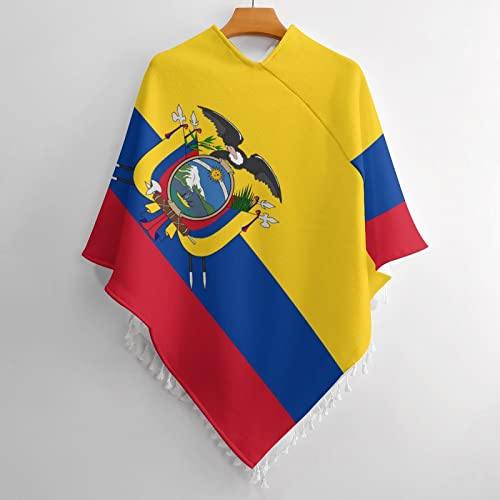 Ecuador Flags Tassel Poncho Shawl Cape Wraps For Women2