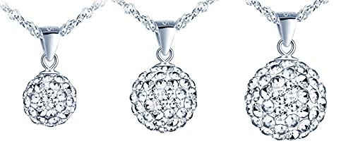 Collier argent 925 MicLee avec pendentif boule de cristal Shambhala étincelant