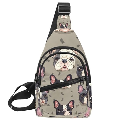 Mochila cruzada de bulldog francés para correr sin llevar las manos ocupadas