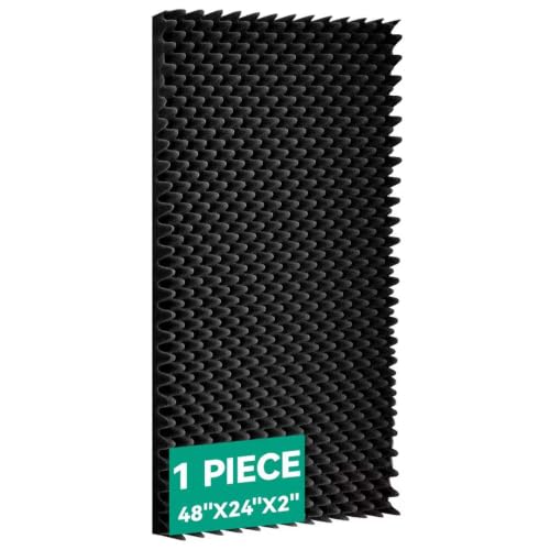 Sound Proof Foam Panels for Walls, High-Density Egg Crate Acoustic Foam for Noise Reduction & Echo Control in Home Studio, Recording Room, Office (1 Pack Black 48 * 24 * 2in)
