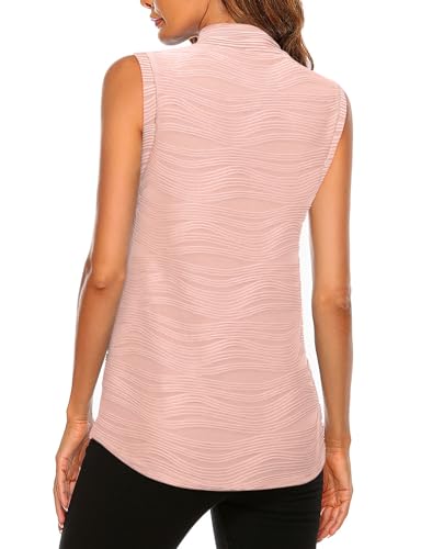 LURANEE Camiseta feminina de golfe sem mangas com zíper e secagem rápida para treino, rosa, XXG