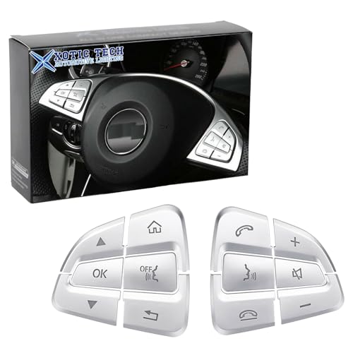 Xotic Tech Auto Interior 12 x Car Driver Side Control Button Cover Trim Decor Decoration Compatible with Mercedes C-Class W205 2014-2018, GLC X253 2015-2019, V Class 2015-2020(Silver)