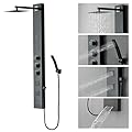 Homevacious Shower Panel Tower System,Stainless Steel Bathroom Stand Up Shower Kit,Wall-Mount Shower Panels with Rainfall Shower Head,4 Massage Body Jets,Tub Spout and Handheld Shower,Matte Black
