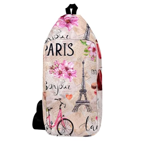 Sac à dos vélo bandoulière Tour Eiffel Rose compact anti-gêne