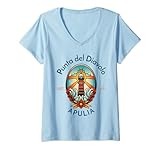 Mujer Punta del Diavolo Faro de Apulia Italia Camiseta Cuello V