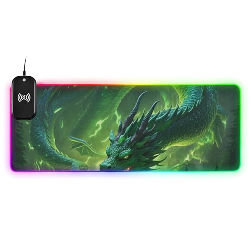 Tapis de souris grand format dragon vert espace de travail zen