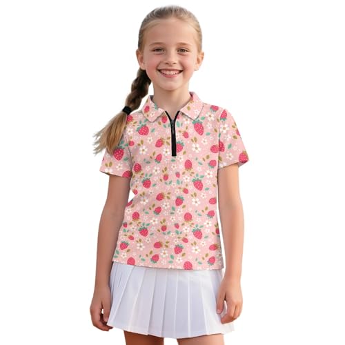 Polo léger pour fille à col semi-zippé imprimé floral et horticole