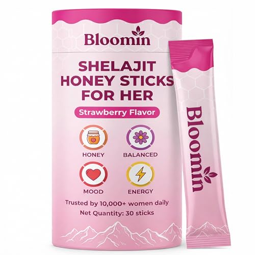 Bloomin Honey Sticks Bloomin Honey Sticks for Women with Shatavari Saffron And Shilajit Energy Boost&hormonal Balance Strawberry Flavor 30 Sticks (1)