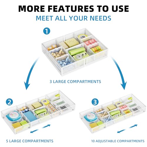 image for Marbrasse Expandable Desk Drawer Organizer, Mesh Drawer Organizer Tray