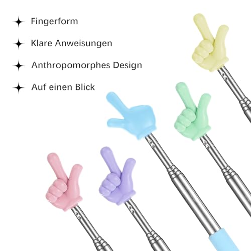 5 Stück Zeigestab Ausziehbar for Classroom, 68 Cm Zeigestab Finger Stick Einziehbarer Zeigestab, Zum Lesen, PräSentationen, Interaktives Klassenzimmer Classroom Grundausstattung (Farbe)