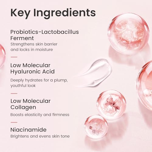 Elvira Bio-Collagen Face Mask - Deep Hydrating Overnight Face Mask, Korean Skincare, Facial Treatments & Masks for Women - Firming and Moisturizing, 4-Pack